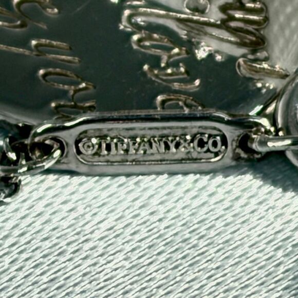 Tiffany & Co Retired Notes Collection Silver I Love You Script Heart Pendant 18” - Picture 8 of 16